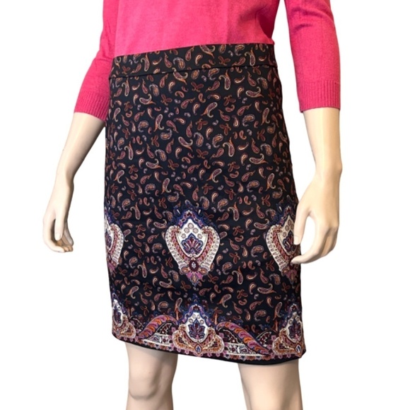 J. Crew The Pencil Skirt Cotton Bold Paisley Print Versatile Colourful Mini - Picture 6 of 12